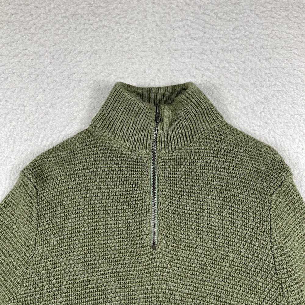 J Crew Sweater‎ Mens Medium Green 1/4 Zip Pullover Gorp Cabin Teacher Dad Office - Picture 6 of 14